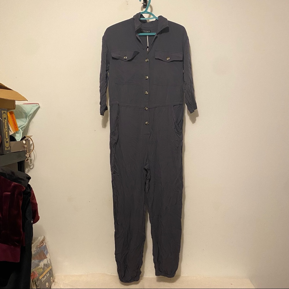 NWT PJ Salvage Charcole Utility Rayon Jumpsuit Size Medium